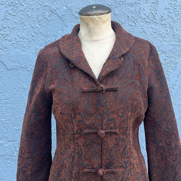 Vintage Brocade jacket Size medium Long line Y2k Asian details - Picture 5 of 6